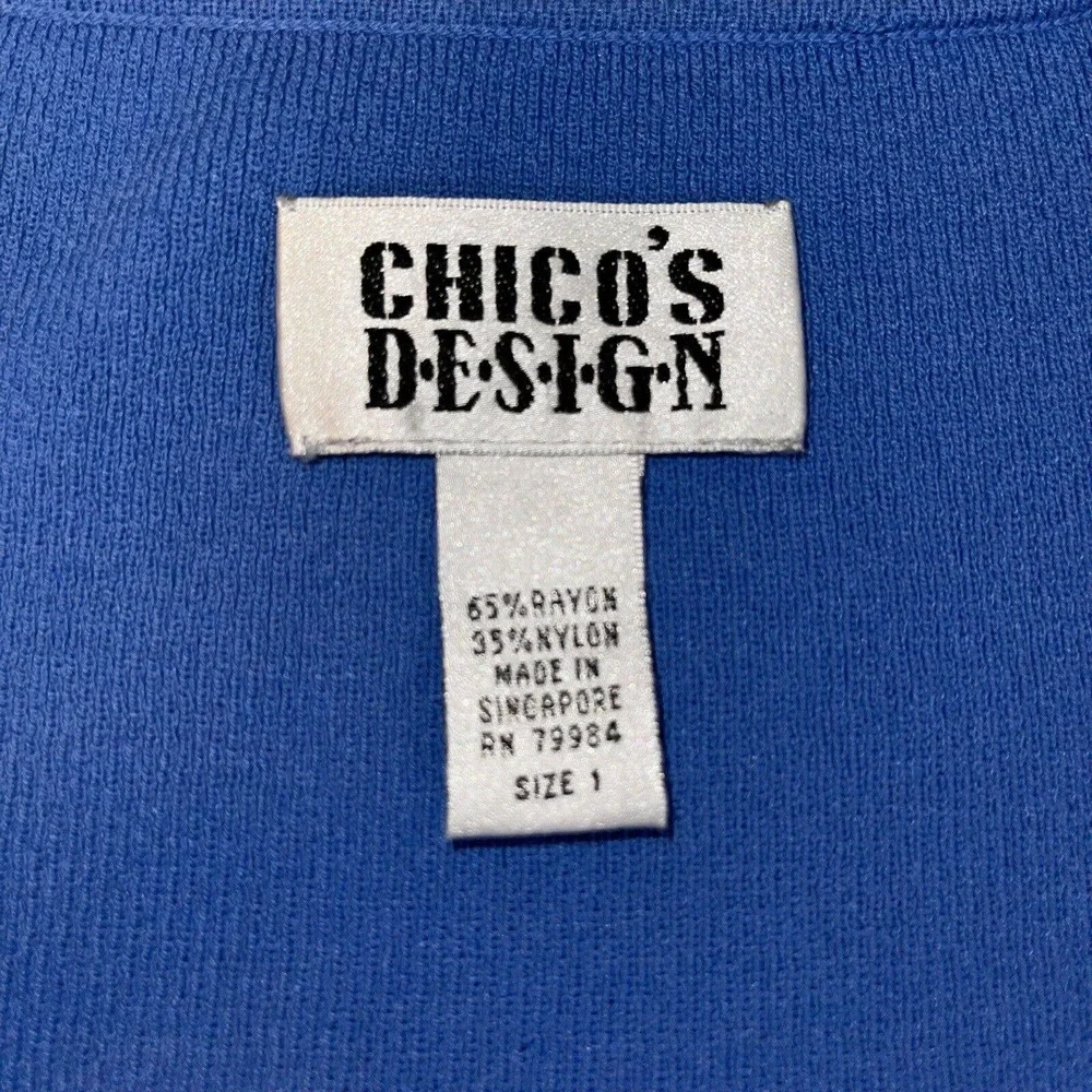 CHICO’S DESIGN Size 1 Blue Sleeveless Knit Top - Picture 3 of 3